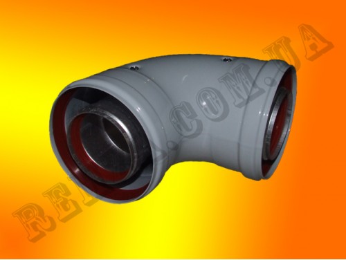 Колено коаксиального дымохода